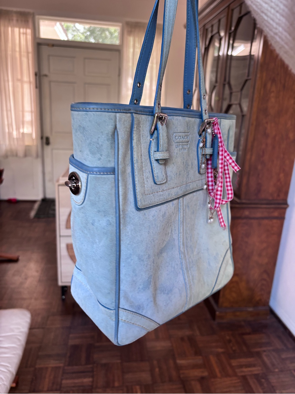 Vintage 2006 Coach Baby Blue Suede Tote